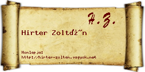 Hirter Zoltán névjegykártya